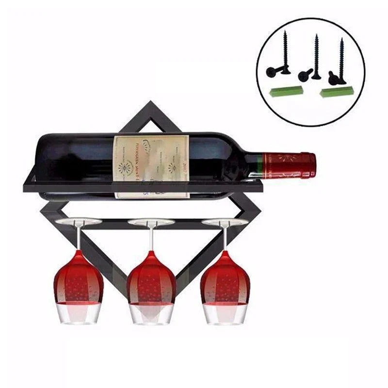 home & garden : VinoVista - Creëer Jouw Eigen Wijn Wand - Zwart (2x Wijnfles) in Zwart (1x wijnfles + 3 glazen) van Pantino