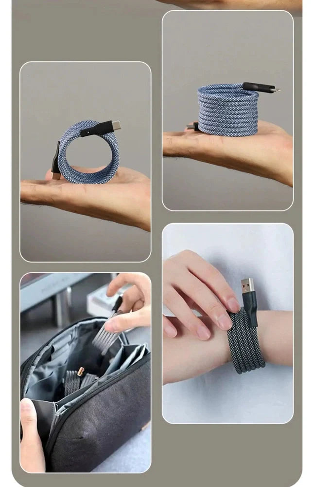 gadgets : Magnetische USB-C Kabel - Kabelrommel Vrij Flexibel - Nylon in van Pantino