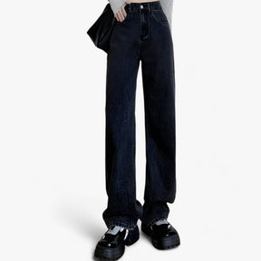 Jeans : Denim met Wijde Pijpen - Klassieke Pasvorm en Dagelijks Comfort - Zwart in van Pantino