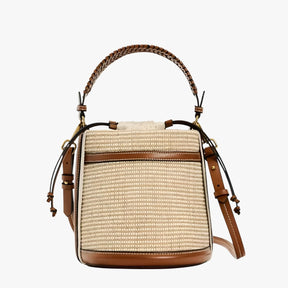 Handbag : Rieten Zomerschoudertas voor Dames - Lichtgewicht, Stijlvol & Praktisch - Bruin in Bruin van Pantino