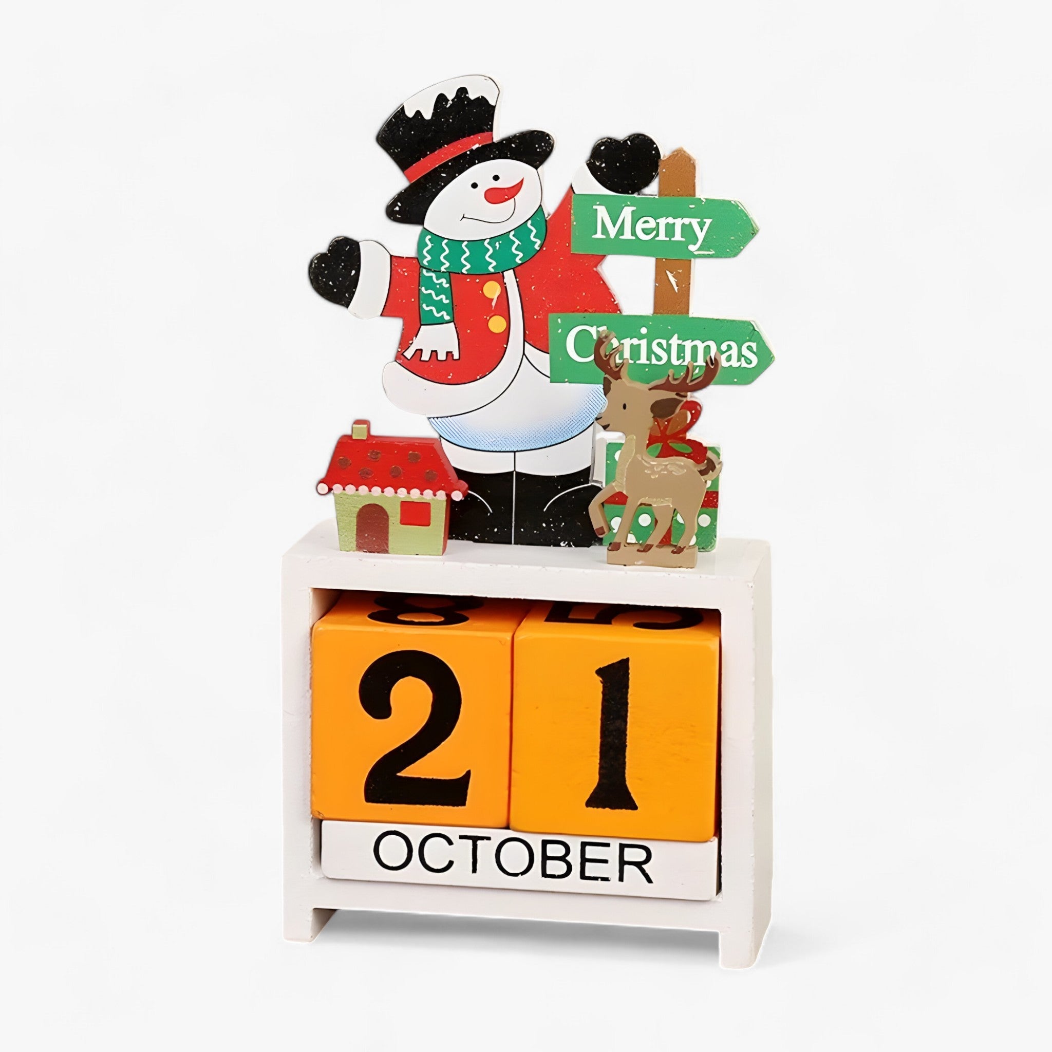 home & garden : Feestdagen Countdown Magie - Houten Kerstkalender met Kerstman en Sneeuwman - Voeg Opwinding Toe aan Je Feesten in F 7.5X3.3X16cm van Pantino