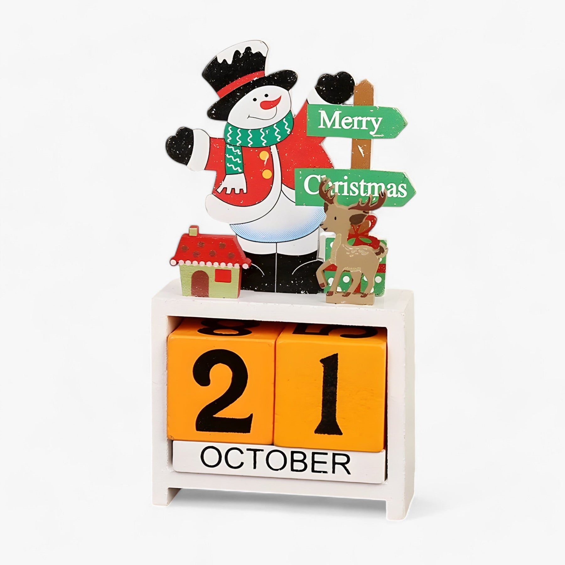 home & garden : Feestdagen Countdown Magie - Houten Kerstkalender met Kerstman en Sneeuwman - Voeg Opwinding Toe aan Je Feesten in F 7.5X3.3X16cm van Pantino
