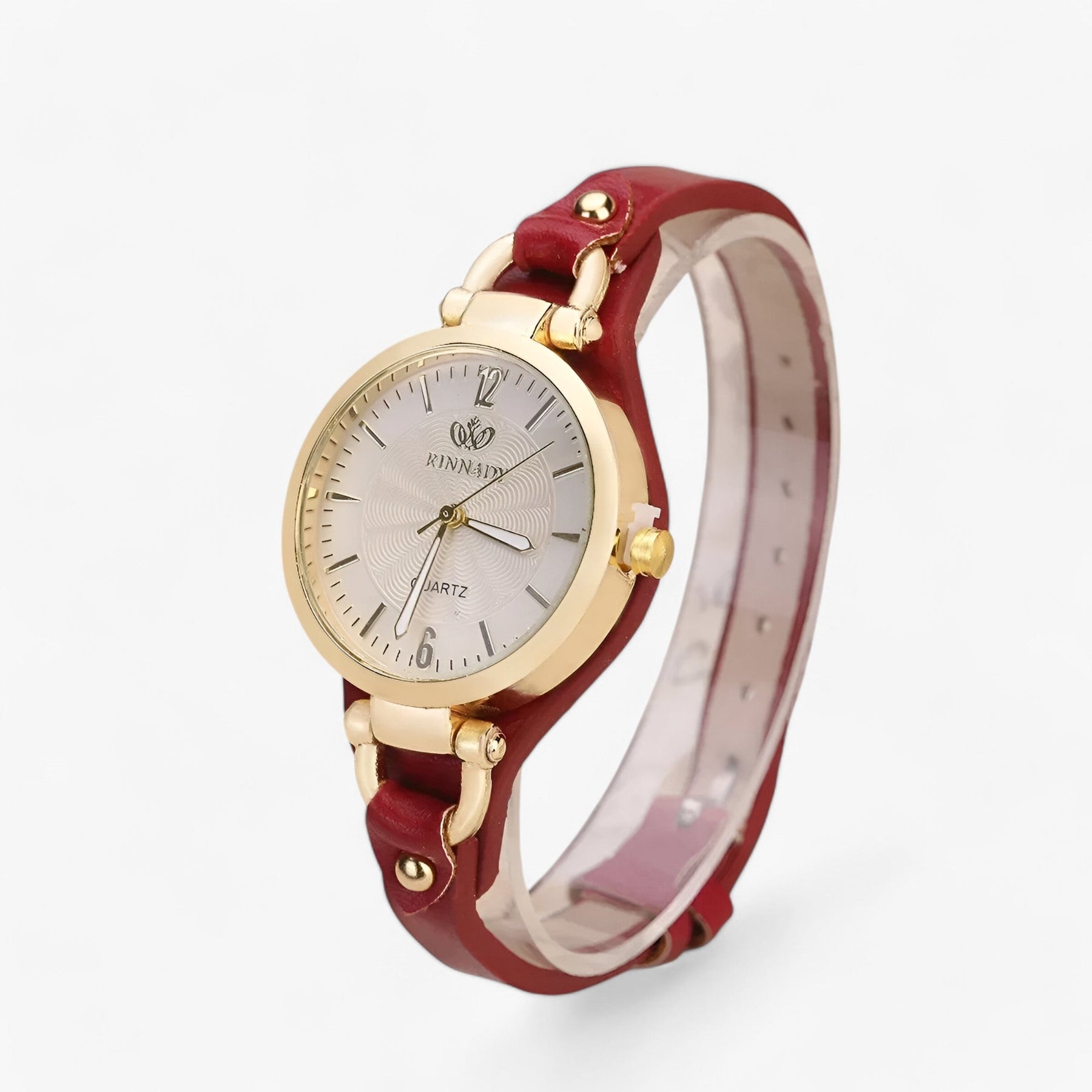 watches : Elegant en Slank PU Leren Armband - Groen in Rood van Pantino