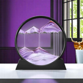 Art de sable : Decoratief 3D Bewegend Zand Schilderij van Glas – Ontspannend Landschap voor Kantoor/Thuis in Violet van Pantino
