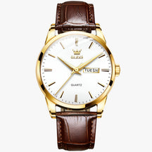 watches : Heren Horloge Goudwit - Klassiek, Waterdicht & Lederen Band - Ideaal voor dagelijks gebruik in Goudwit van Pantino
