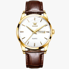 watches : Heren Horloge Goudwit - Klassiek, Waterdicht & Lederen Band - Ideaal voor dagelijks gebruik in Goudwit van Pantino