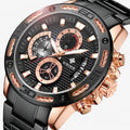 Horloge Blauwe Roos - Luxe Chronograafhorloge van Roestvrij Staal
