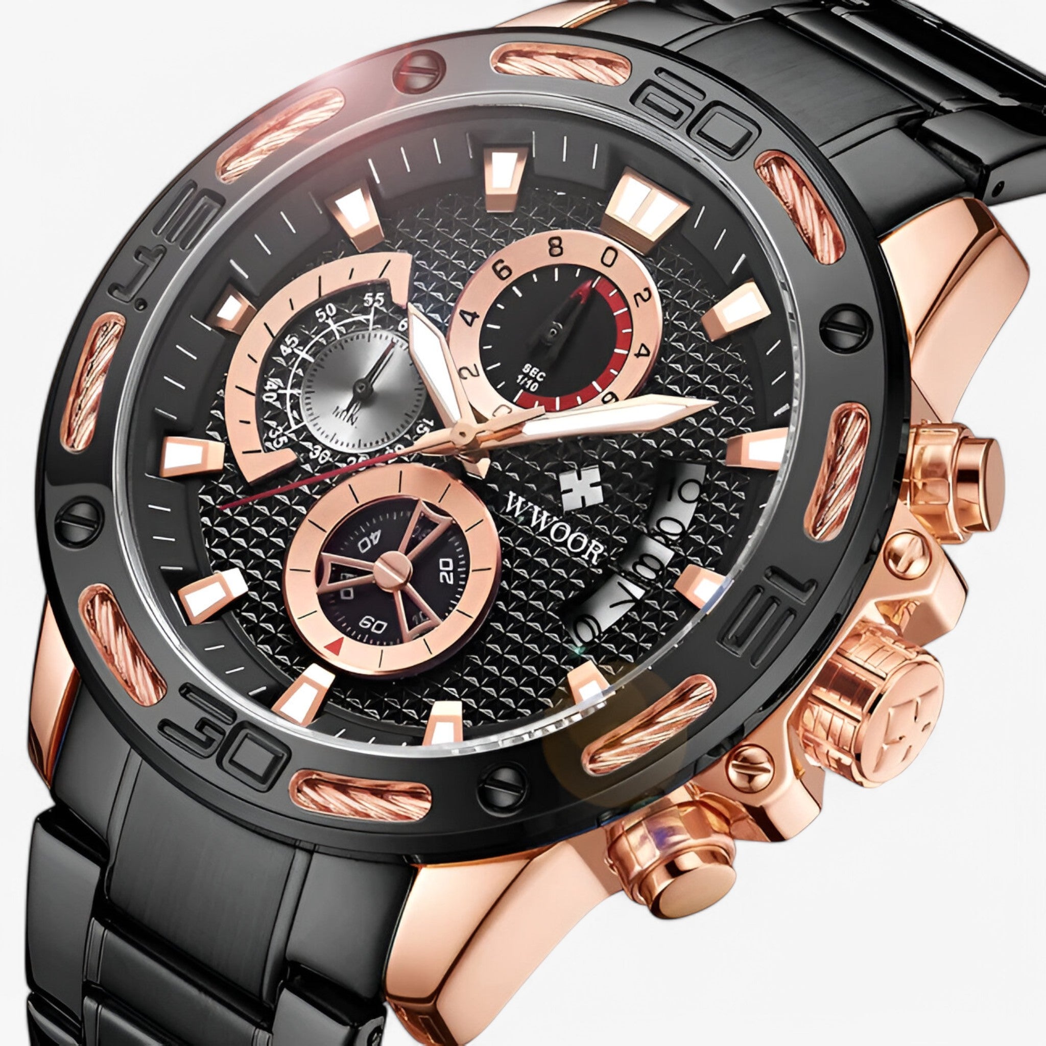 watches : Horloge Blauwe Roos - Luxe Chronograafhorloge van Roestvrij Staal in van Pantino