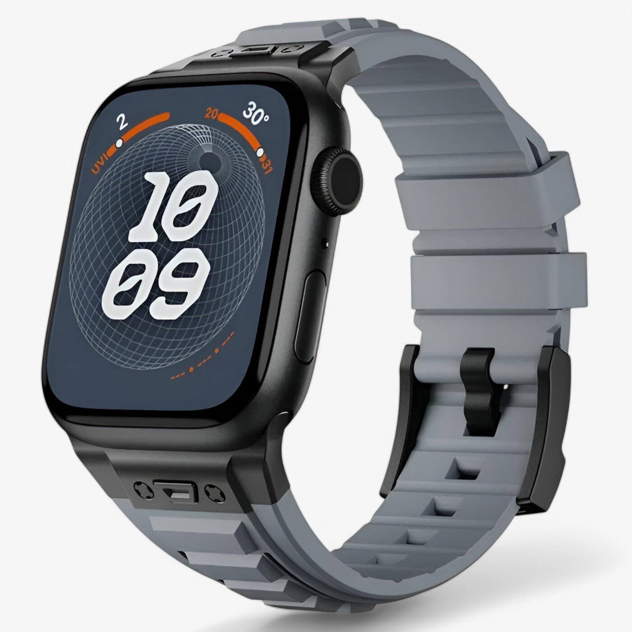 Smartwatch Band : Siliconen Sportbandje voor Apple Watch - Zwart Zwart in zwart grijs van Pantino