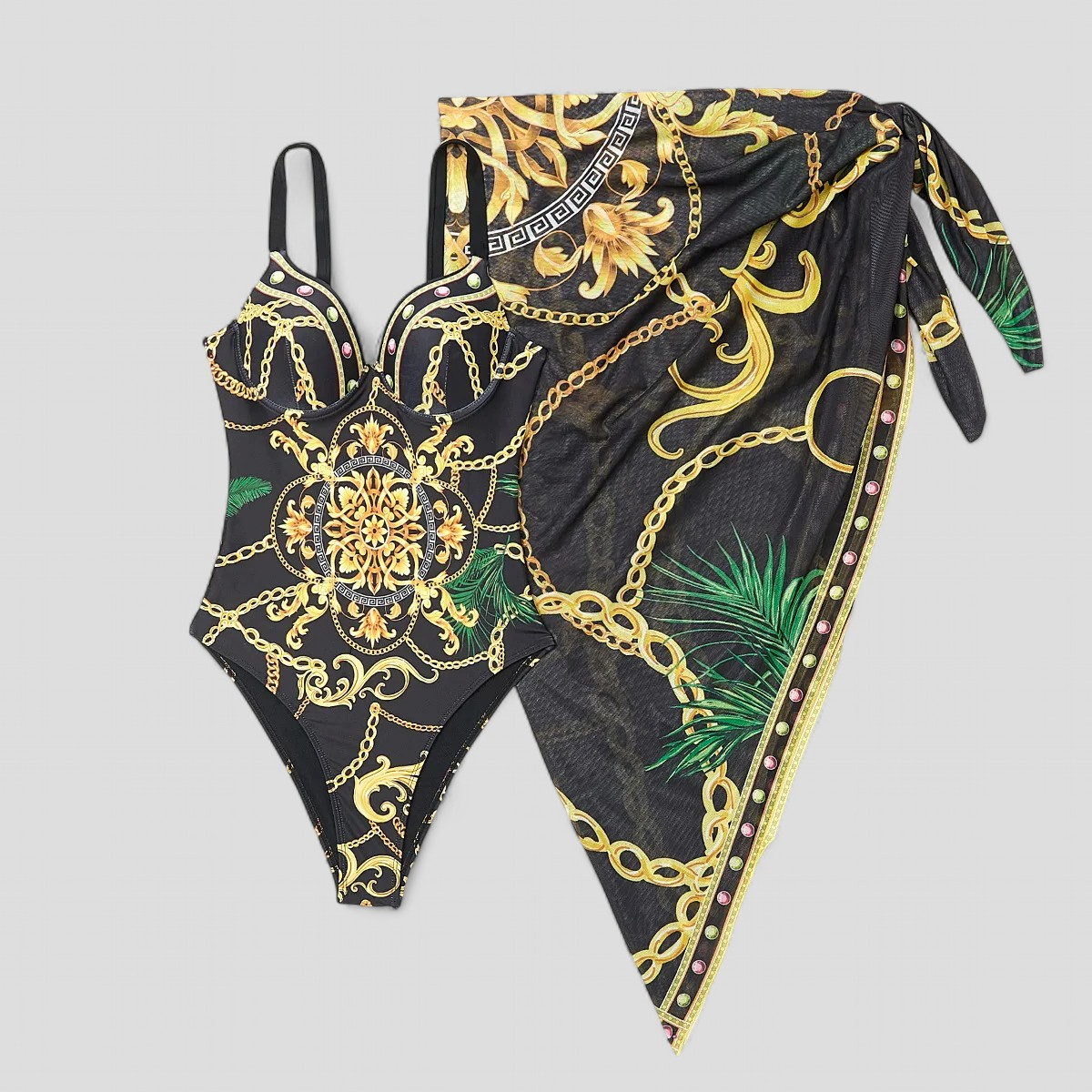 Dames Badpak Zwart V-hals, Brede Bandjes, Volledige Bedekking - S-XL