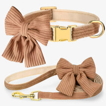 pets : Schattige Roze Halsband en Leash Set voor Kleine en Middelgrote Honden in Bruin van Pantino