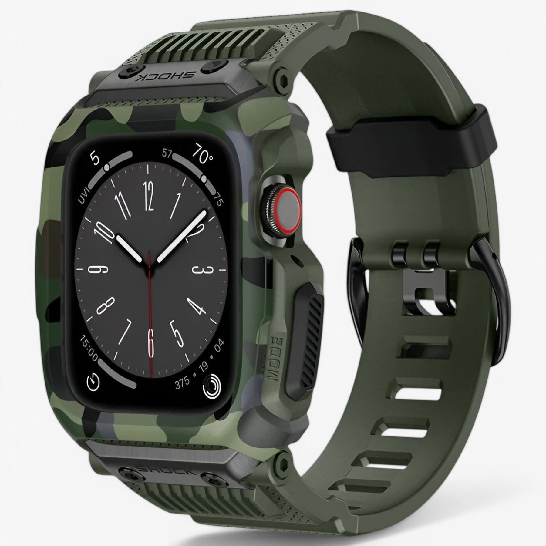 Apple Watch Case : Horloge Zwart - Militair Sporthorloge voor Apple Watch in Militair groen van Pantino