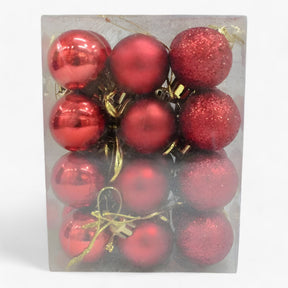home & garden : Set van 24 Plastic Bollen - Gouden, Rode en Roze Decoraties in Rood van Pantino