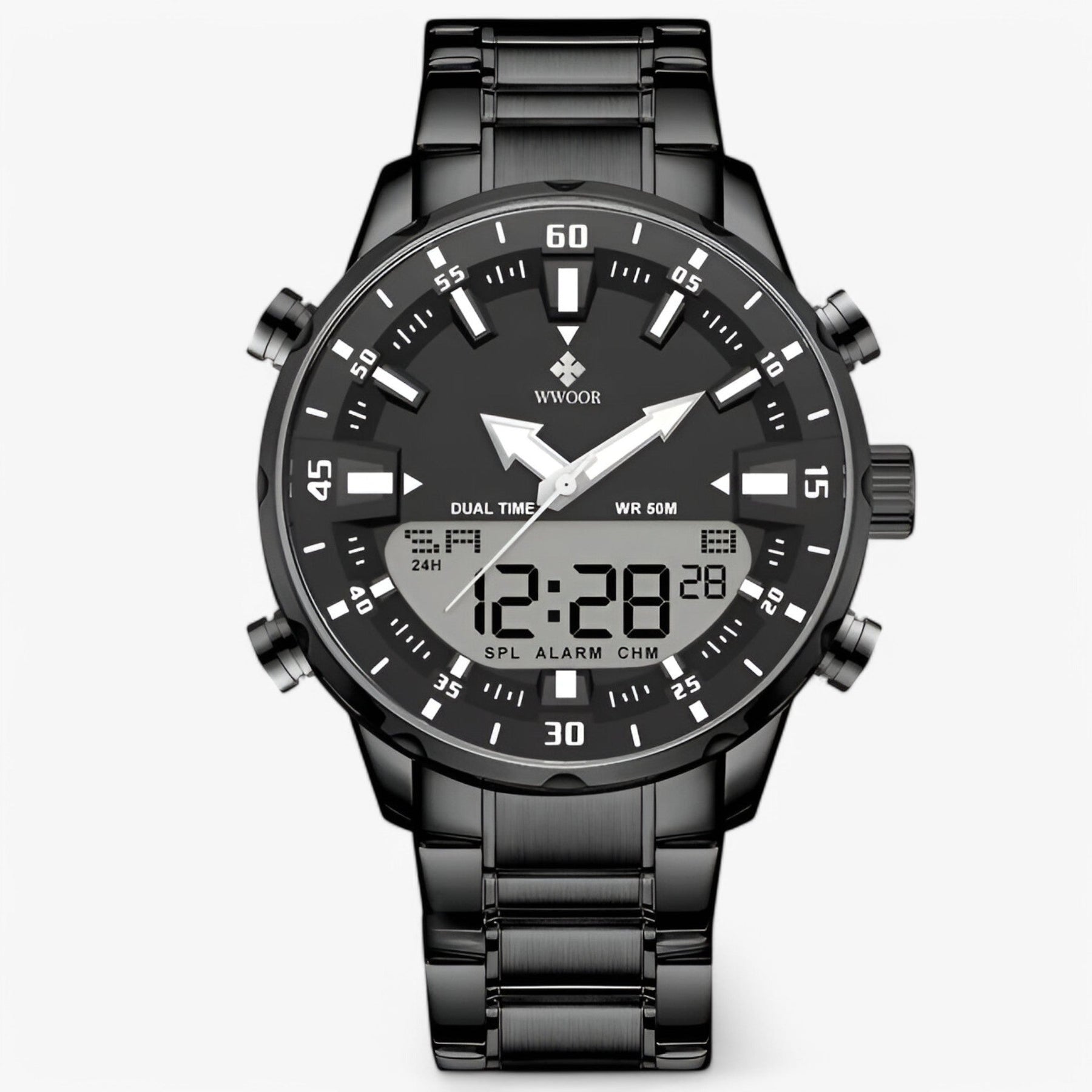 watches : Militair Chronograafhorloge Heren Zwart - Staal - Analoog in van Pantino