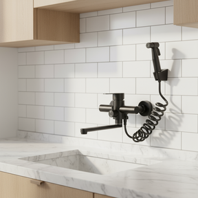 Robinet de cuisine : Rubinetto da Parete da Cucina Girevole 360° Doccetta Acciaio Inossidabile in van Pantino