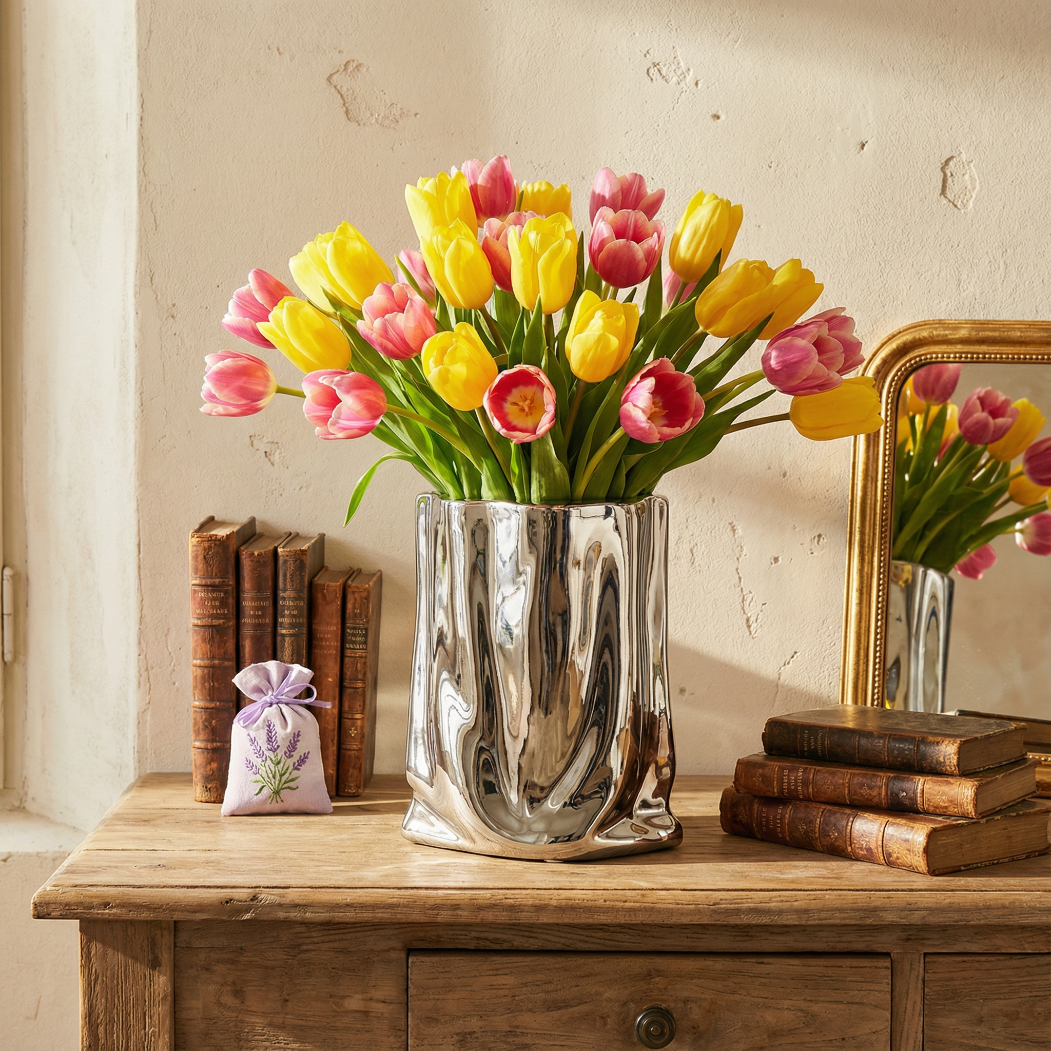 Vases : Zilverkleurige keramische decoratieve vaas Woonaccessoire in van Pantinoshop