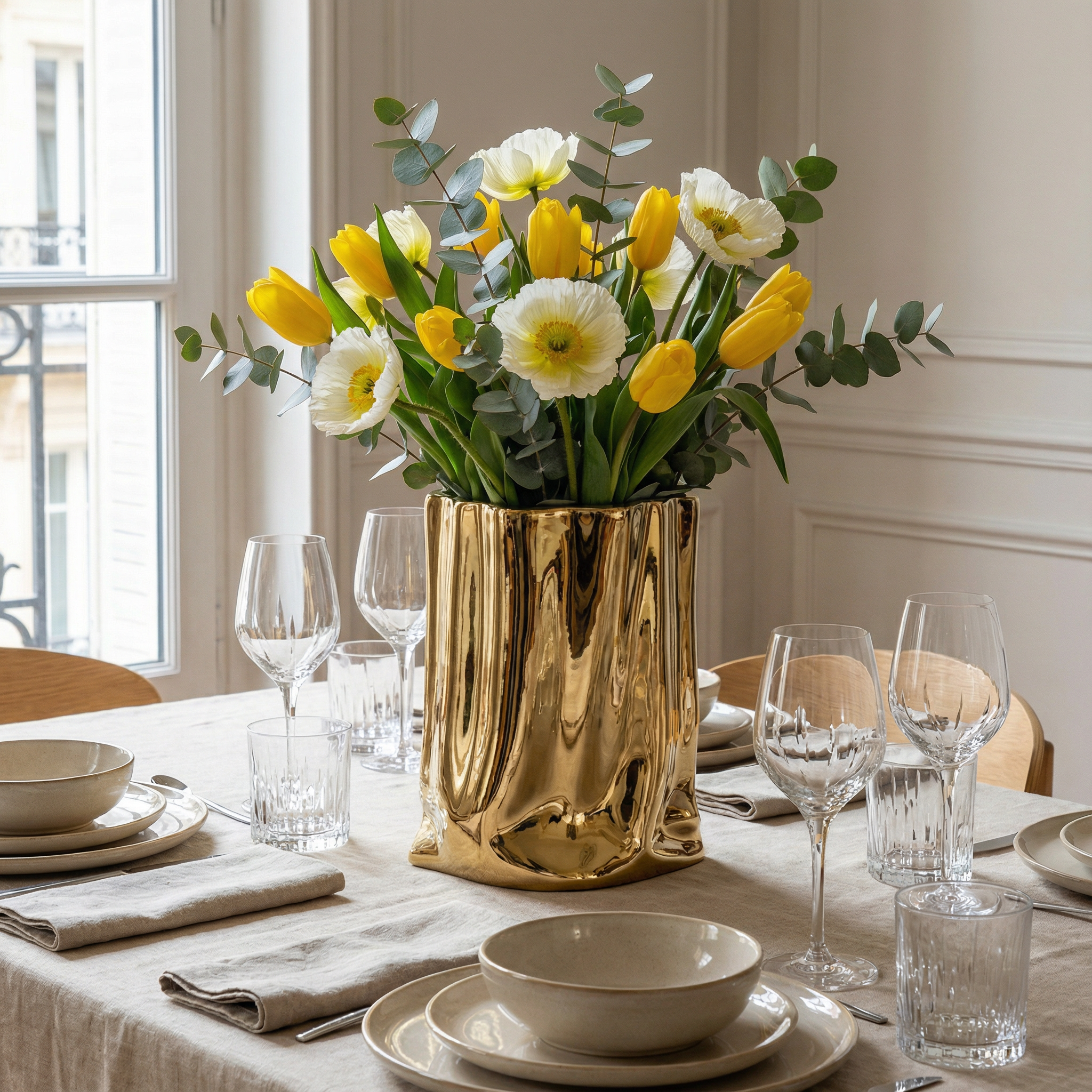 Vases : Zilverkleurige keramische decoratieve vaas Woonaccessoire in van Pantinoshop