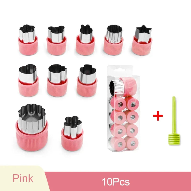 home & garden : LittleChefs - Groenten CartoonVormpjes Snijders in Roze - Set Van 10 Stuks van Pantino