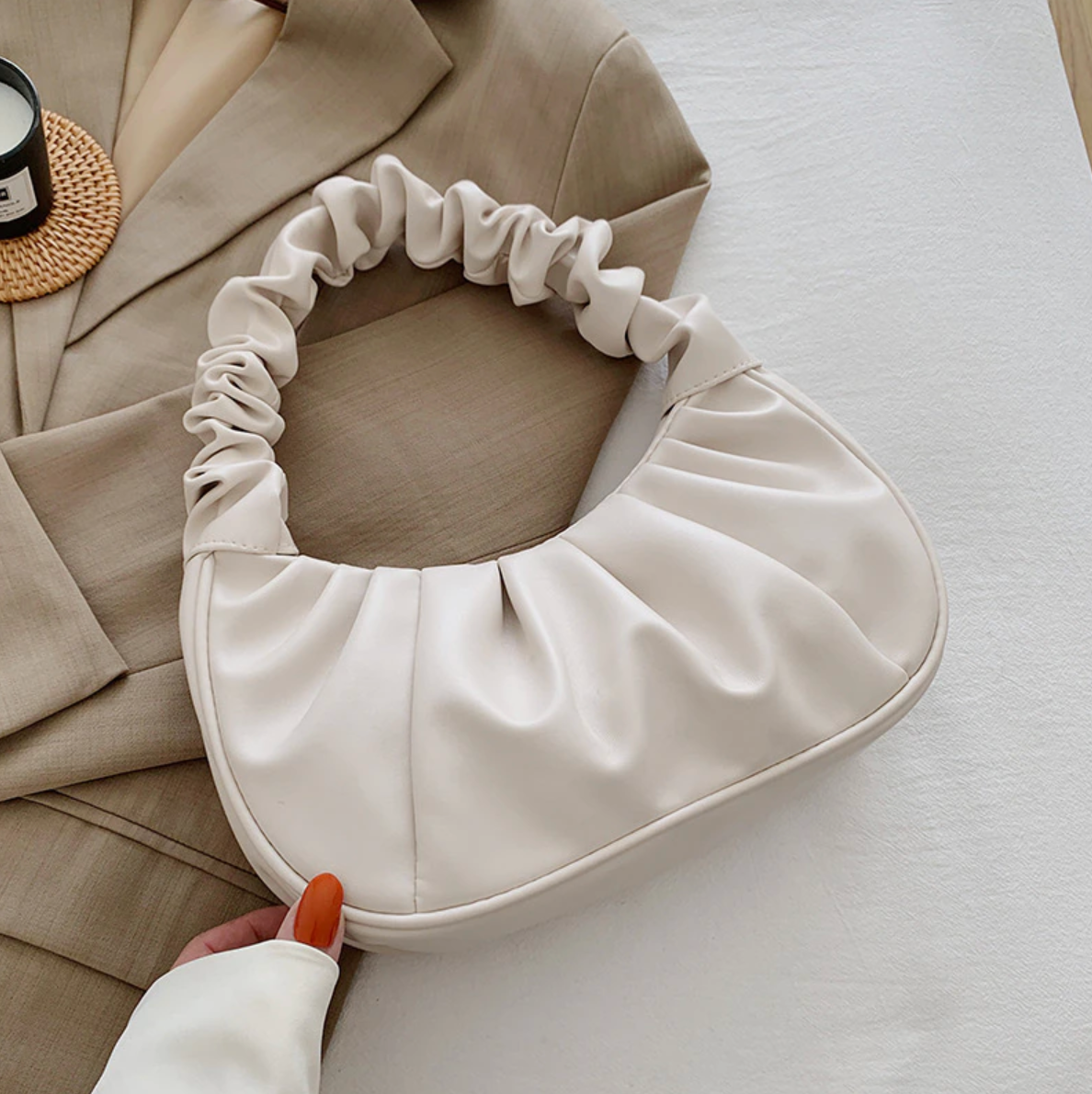 bags : Elegante Handtas Dames Zwart - Luxe Design Stijlvol - PU-Leer in Wit van Pantino