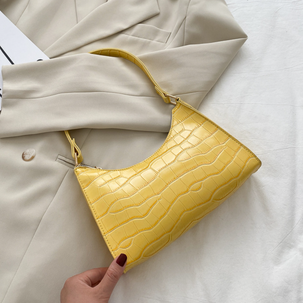 bags : Luxe Leren Handtas Dames Roze - Stijlvol Elegant Design - PU-Leer in Geel van Pantino