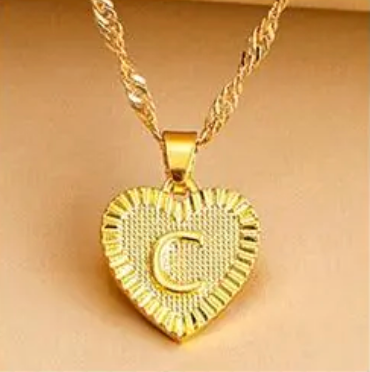 Necklace : Initiaal Hart Hanger in Gold C van Pantino