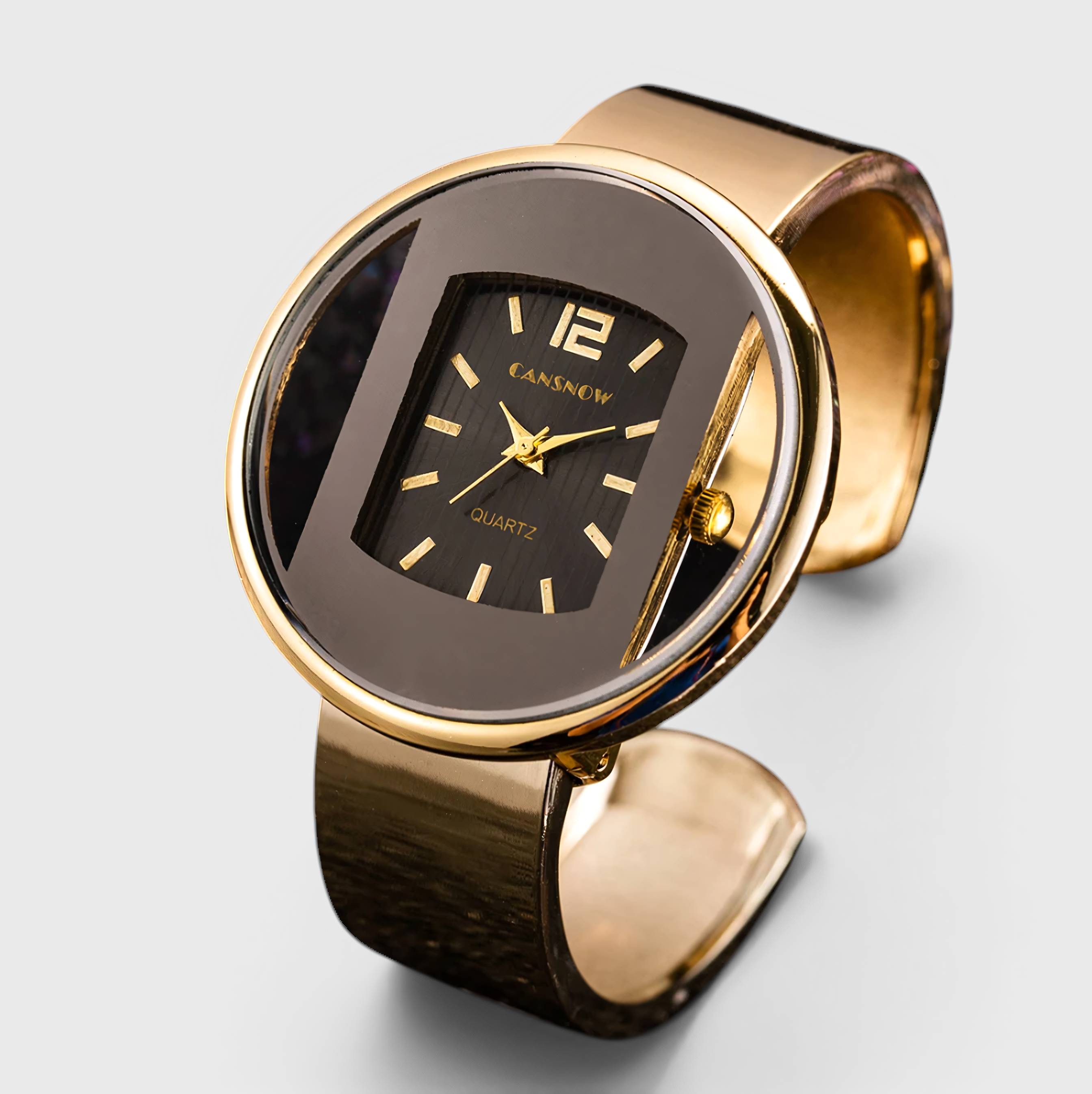 AS - Womens - Watch : Dameshorloge met rechthoekig design, metalen band en quartz in Goud van Loranza