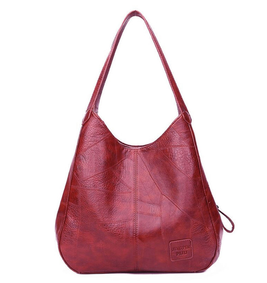 bags : Leren Schouderhandtas Dames - Dagelijks Comfortabel Design - PU-Leer in Wijn van Pantino