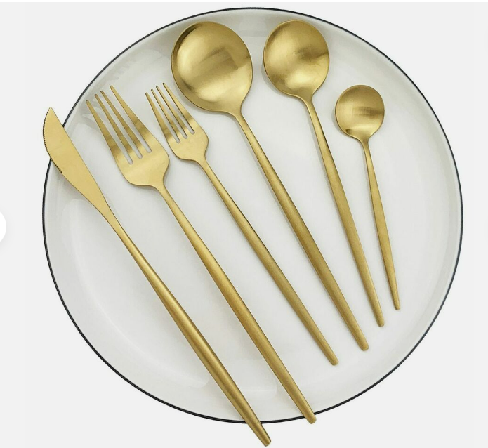 home & garden : Minimalistisch Bestekset Goud - Titanium Luxe Elegant Dineren - Titanium in van Pantino