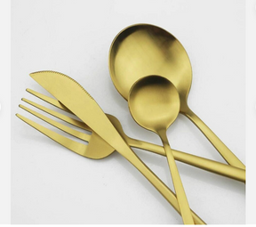 home & garden : Minimalistisch Bestekset Goud - Titanium Luxe Elegant Dineren - Titanium in van Pantino
