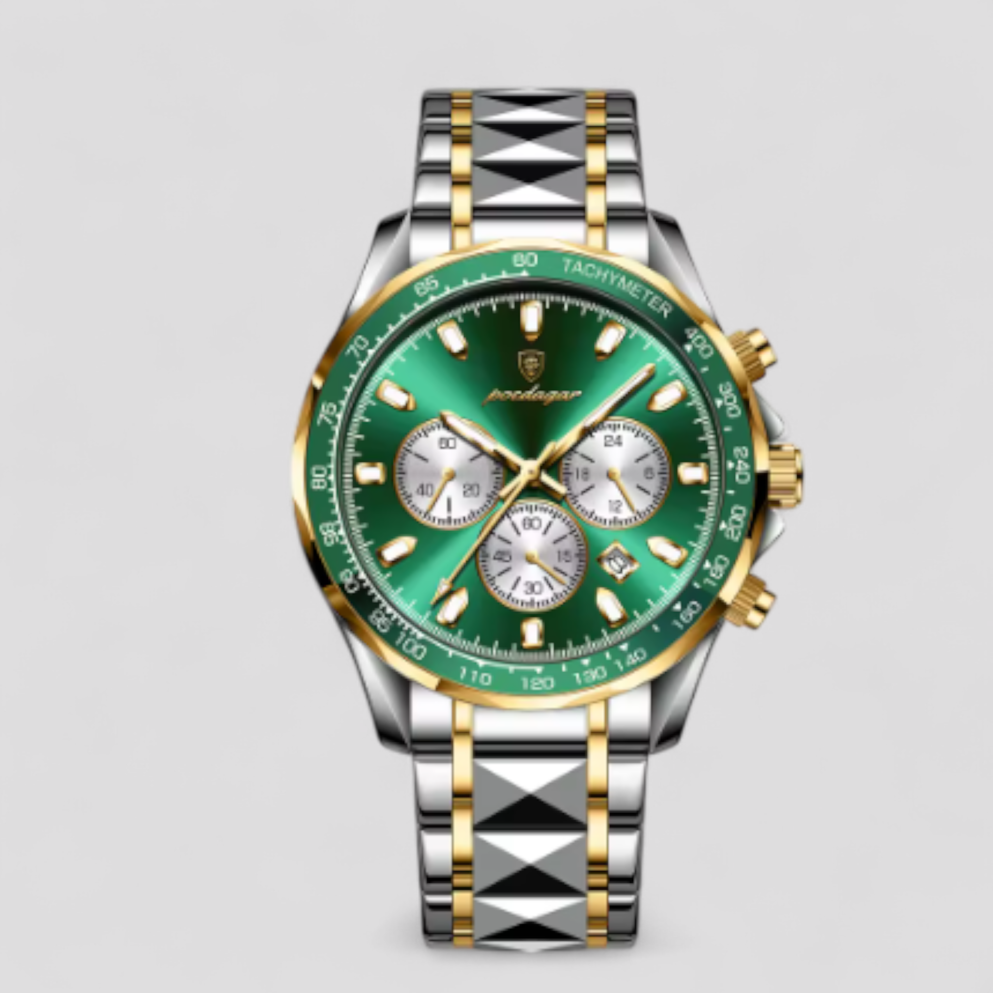 Luxe Heren Chronograaf Horloge van Zilverkleurig Roestvrij Staal