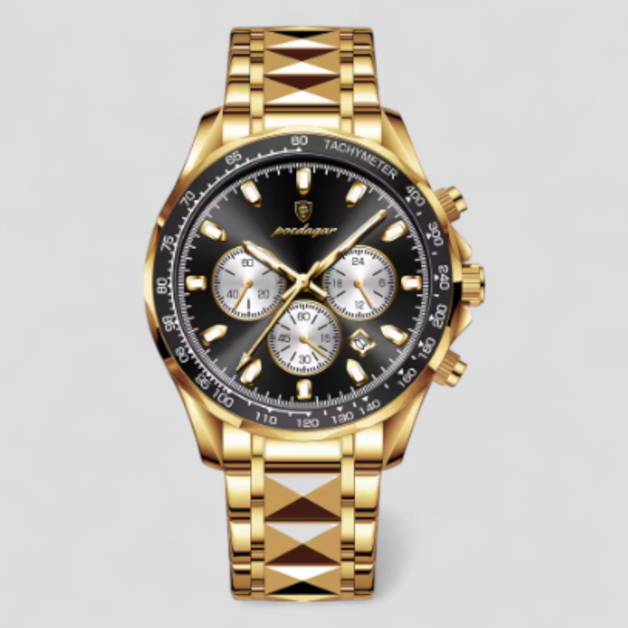 Luxe Heren Chronograaf Horloge van Zilverkleurig Roestvrij Staal