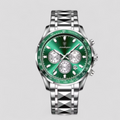 Luxe Heren Chronograaf Horloge van Zilverkleurig Roestvrij Staal