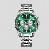 Luxe Heren Chronograaf Horloge van Zilverkleurig Roestvrij Staal