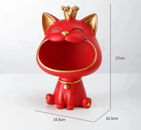 home & garden : Gelukskat Decoratie - Japanse Feng Shui Winkende Kat - Keramiek in Rood van Pantino