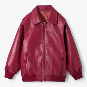 Jacket : Jas Dames Rood - Chic Imitatieleren in Rood van Pantino
