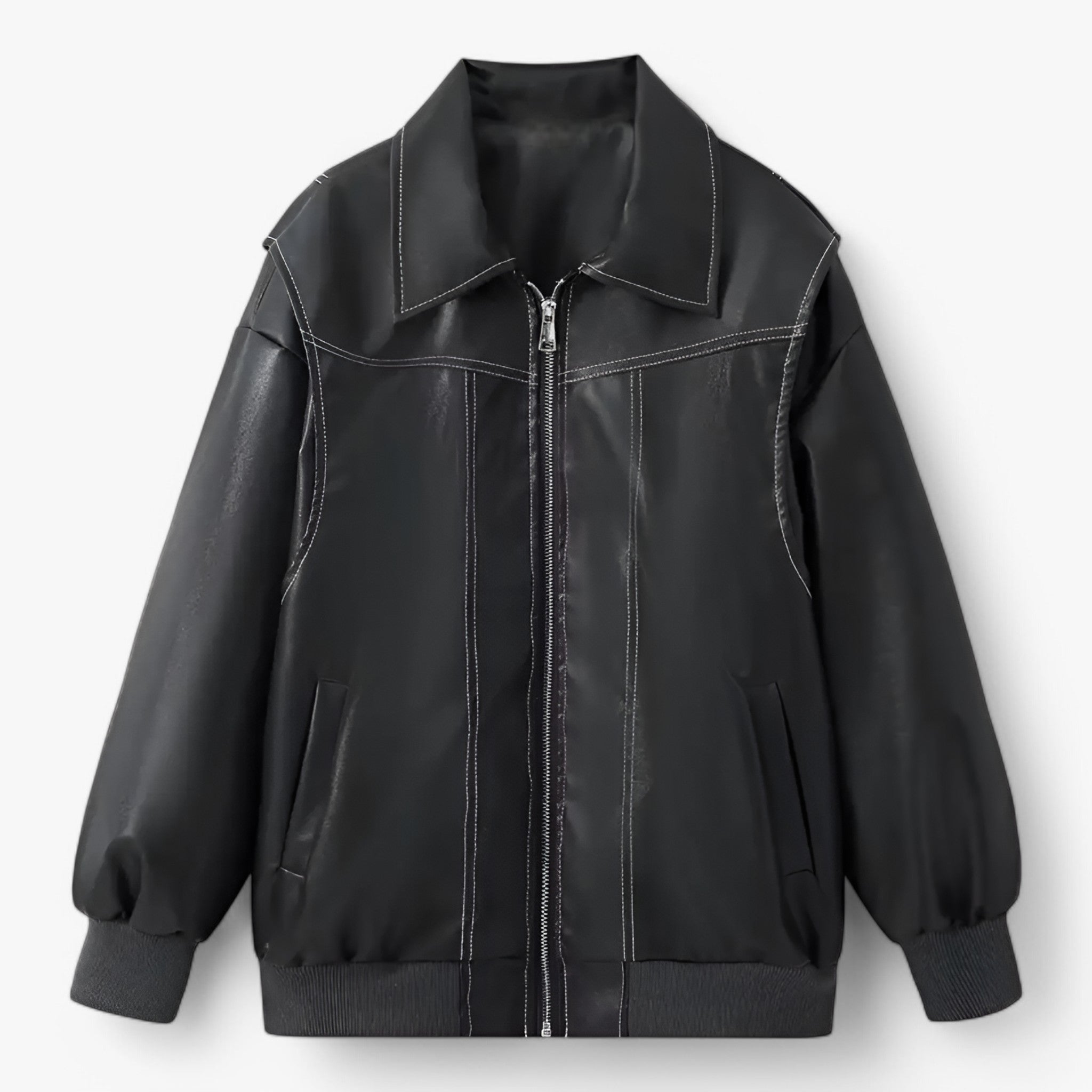 Jacket : Jas Dames Rood - Chic Imitatieleren in Zwart van Pantino