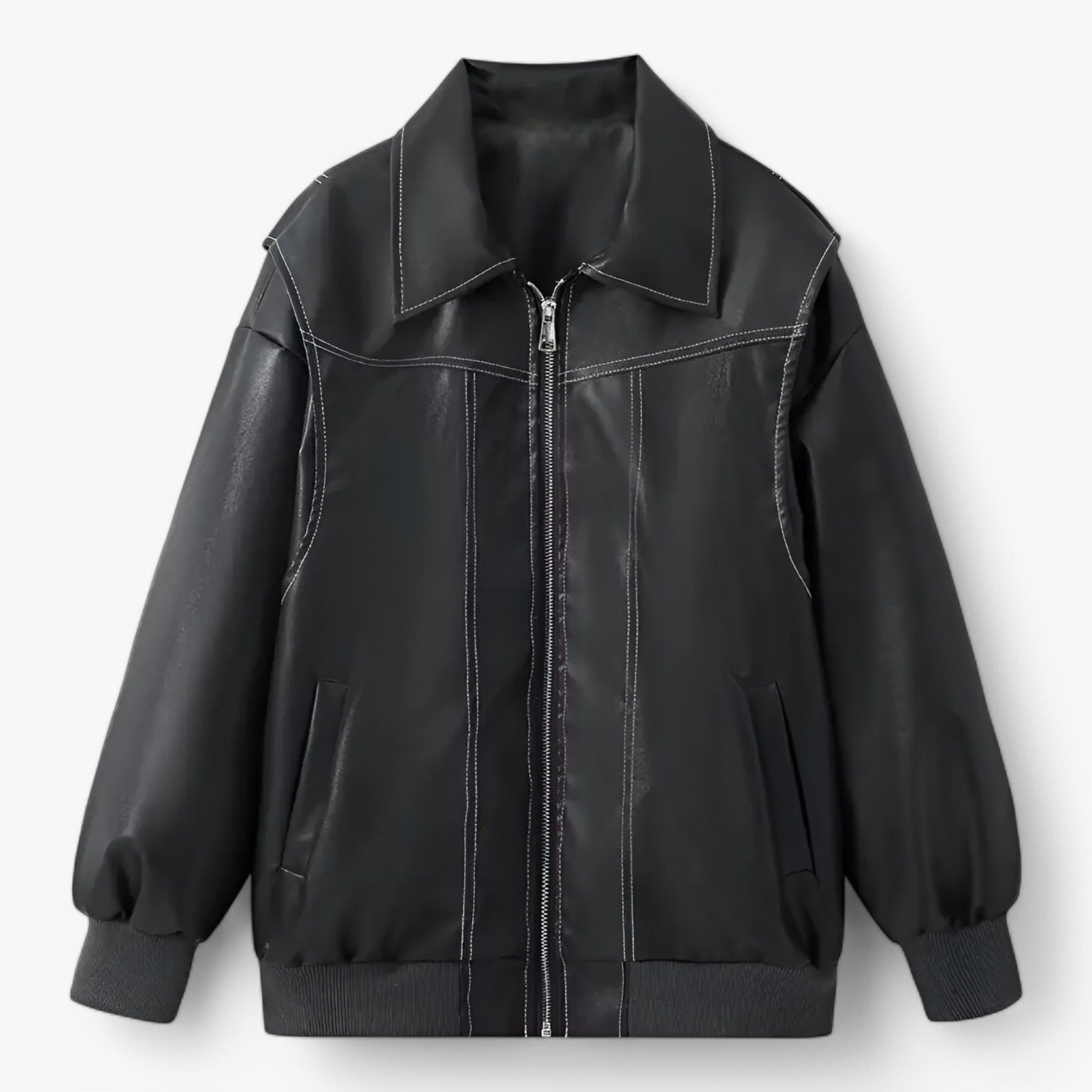 Jacket : Jas Dames Rood - Chic Imitatieleren in Zwart van Pantino