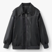 Jacket : Jas Dames Rood - Chic Imitatieleren in Zwart van Pantino