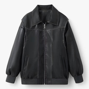 Jacket : Jas Dames Rood - Chic Imitatieleren in Zwart van Pantino