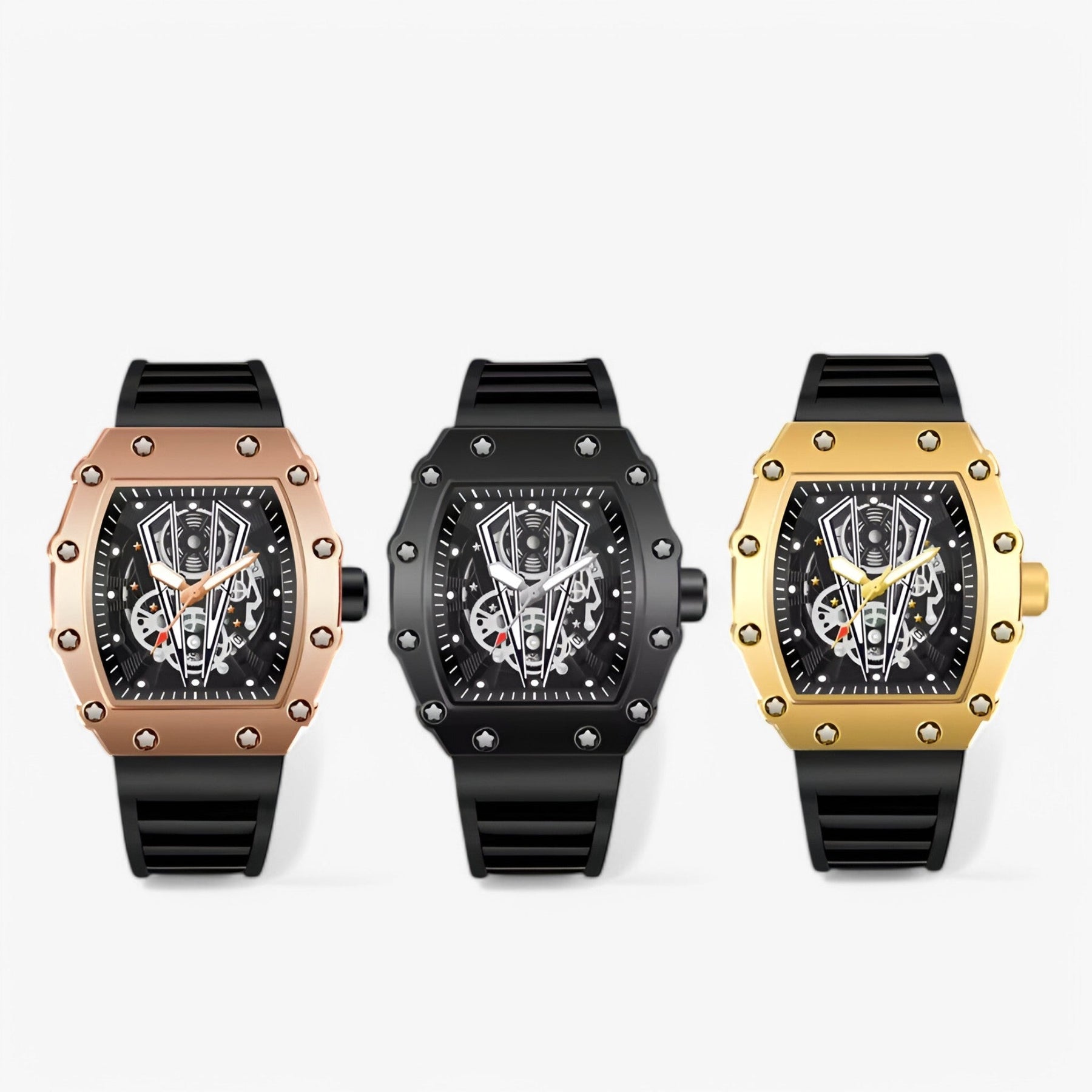watches : Horloge Heren Zwart - Vierkant Luxe Sporthorloge in van Pantino