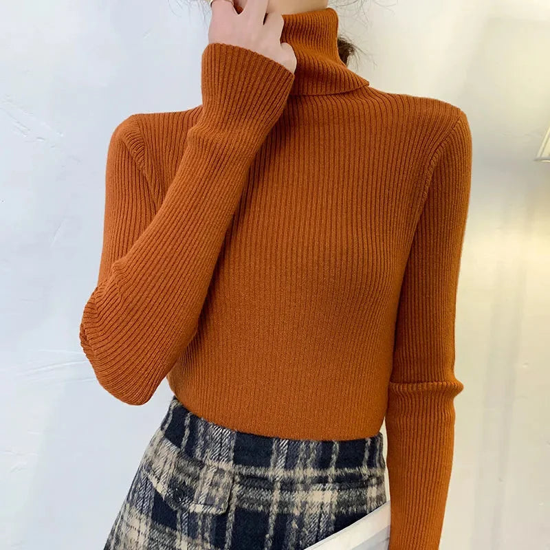 Sweater : Sweater Khaki - Helia Turtleneck with Cashmere in CAMEL One Size (40-60kg) van Pantino