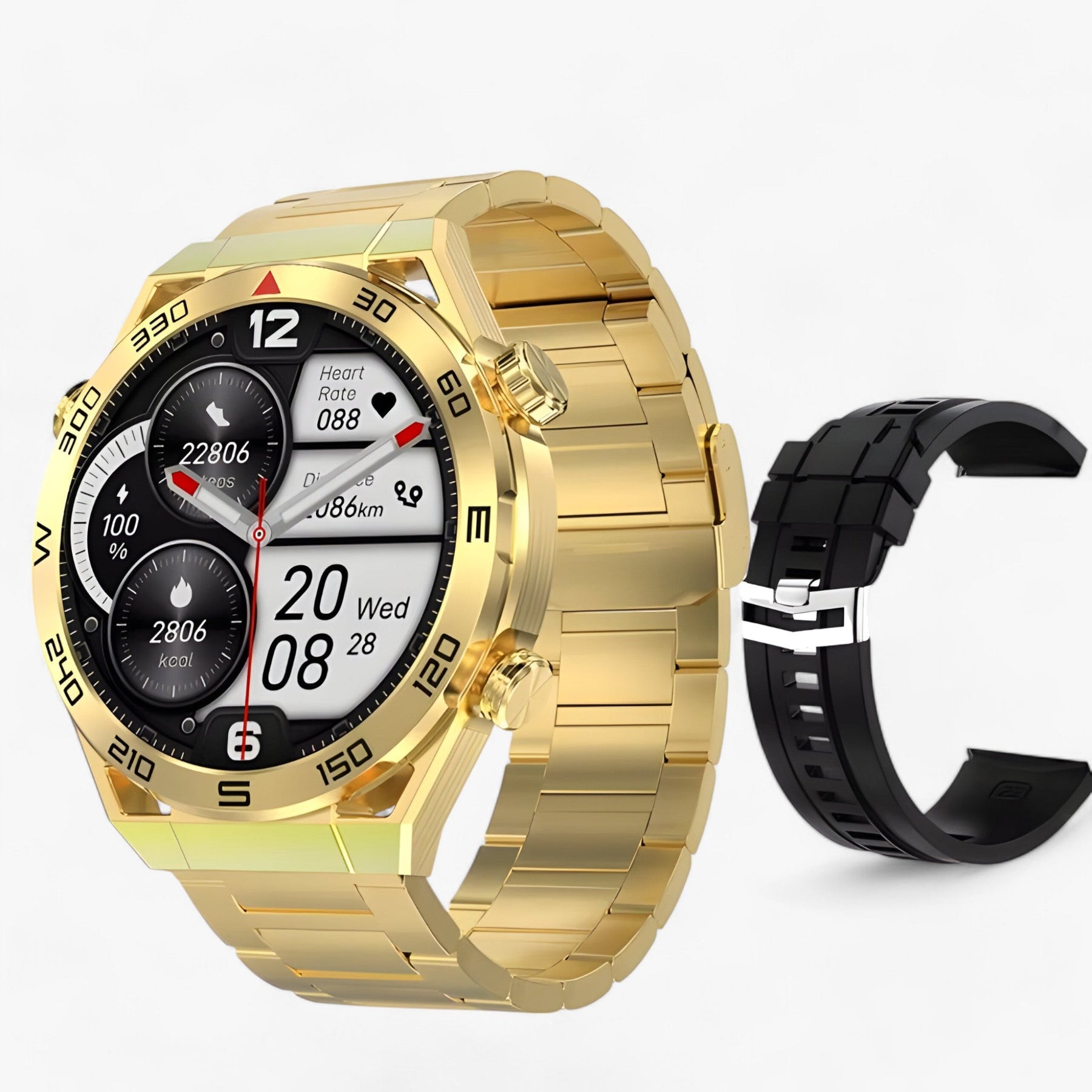 watches : Smartwatch Heren Zilveren Metaal - Dt Ultra Mate - GPS & Nfc voor met Bluetooth Oproepen & Ecg in Gouden metaal van Pantino