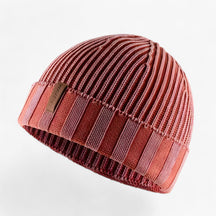 Beanie : Beanie Khaki - Katoenen Vintage Gewassen Gebreide - Perfect voor Winter in Rood CHINA van Pantino