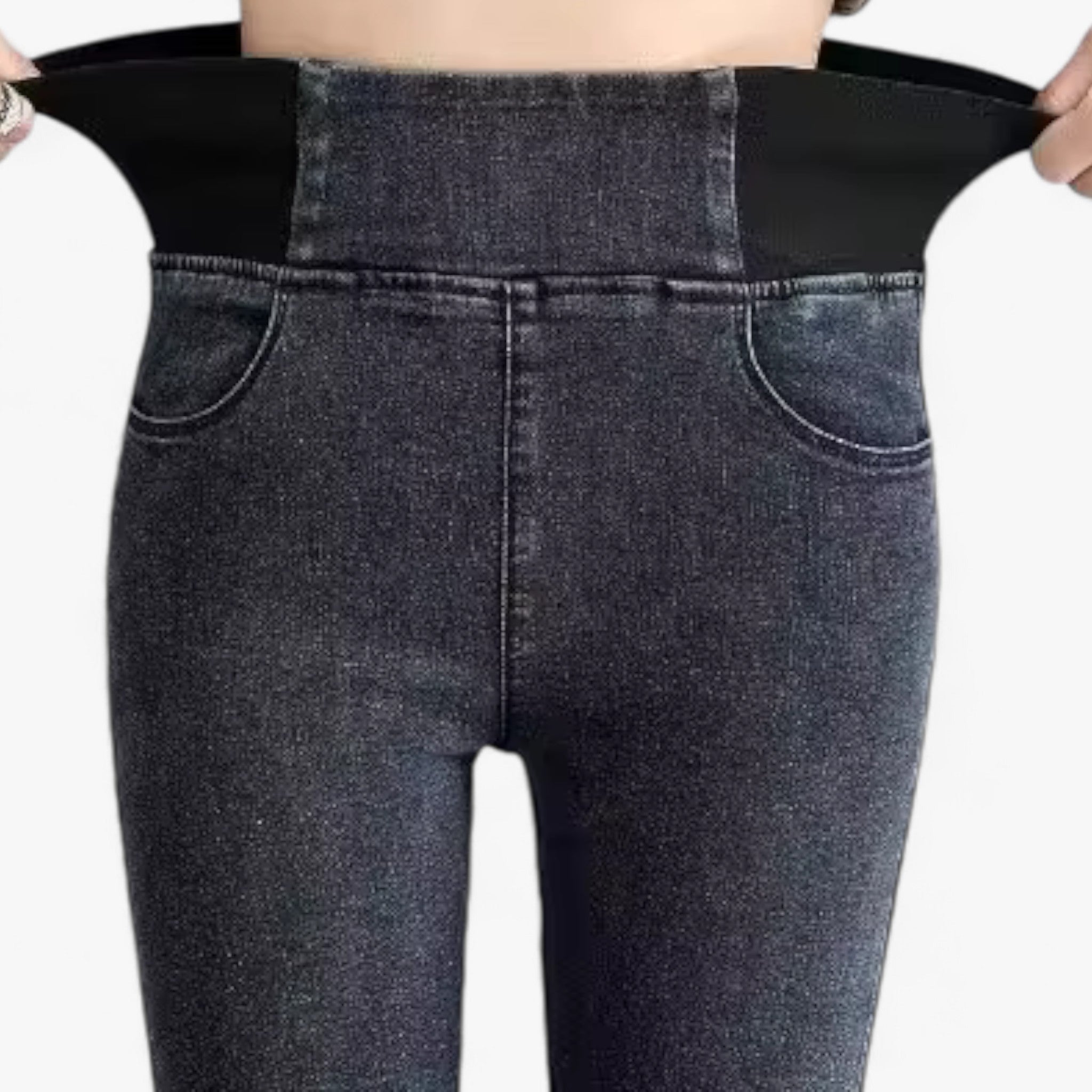 Jeans : Jeans Zwart Grijs - Vintage Gewassen - Hoge Taille & Stretch Comfort in Zwart grijs van Pantino