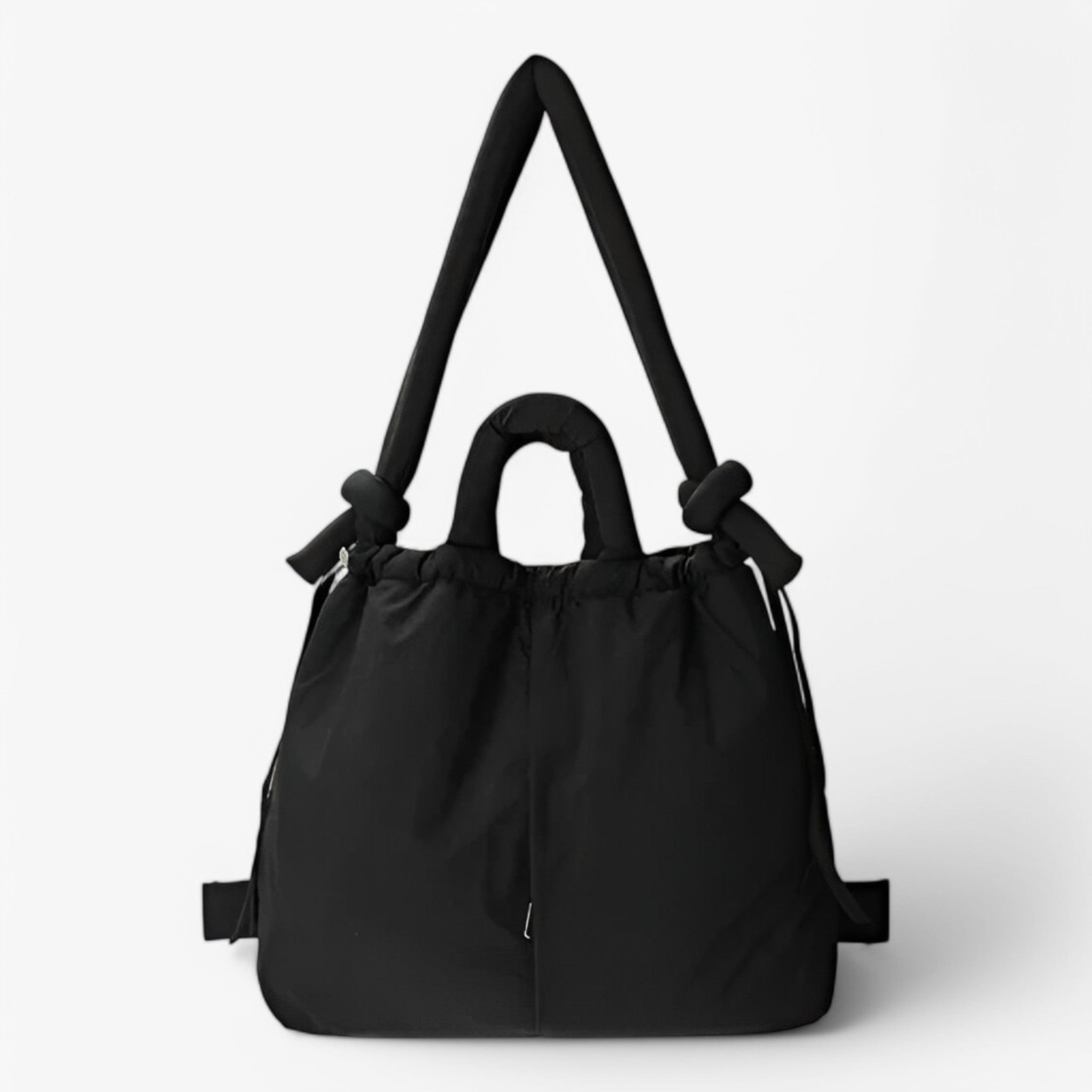 bags : Handtas Roze Puffer - Trendy Dames Schoudertas van Nylon in Zwart van Pantino