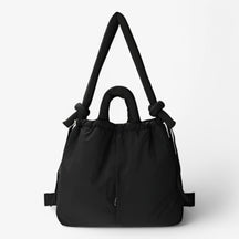 bags : Handtas Roze Puffer - Trendy Dames Schoudertas van Nylon in Zwart van Pantino