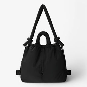 bags : Handtas Roze Puffer - Trendy Dames Schoudertas van Nylon in Zwart van Pantino