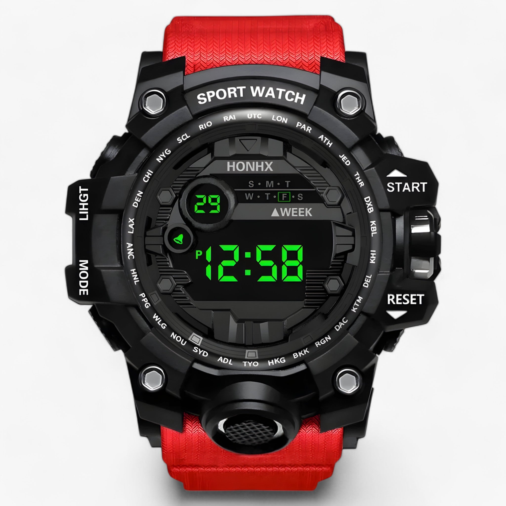 watches : Grote LED Wijzerplaat - Ideaal voor Sport & Fitness - Zwart in Rood van Pantino