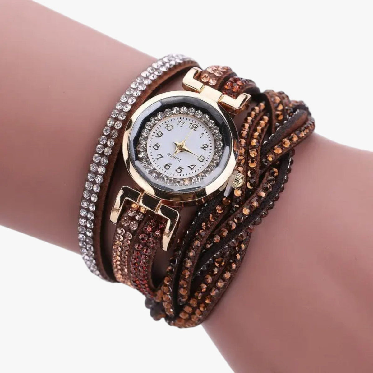 Dameshorloge Elegant met Lange Band van Echt Leer Zwart - Unieke Stijl
