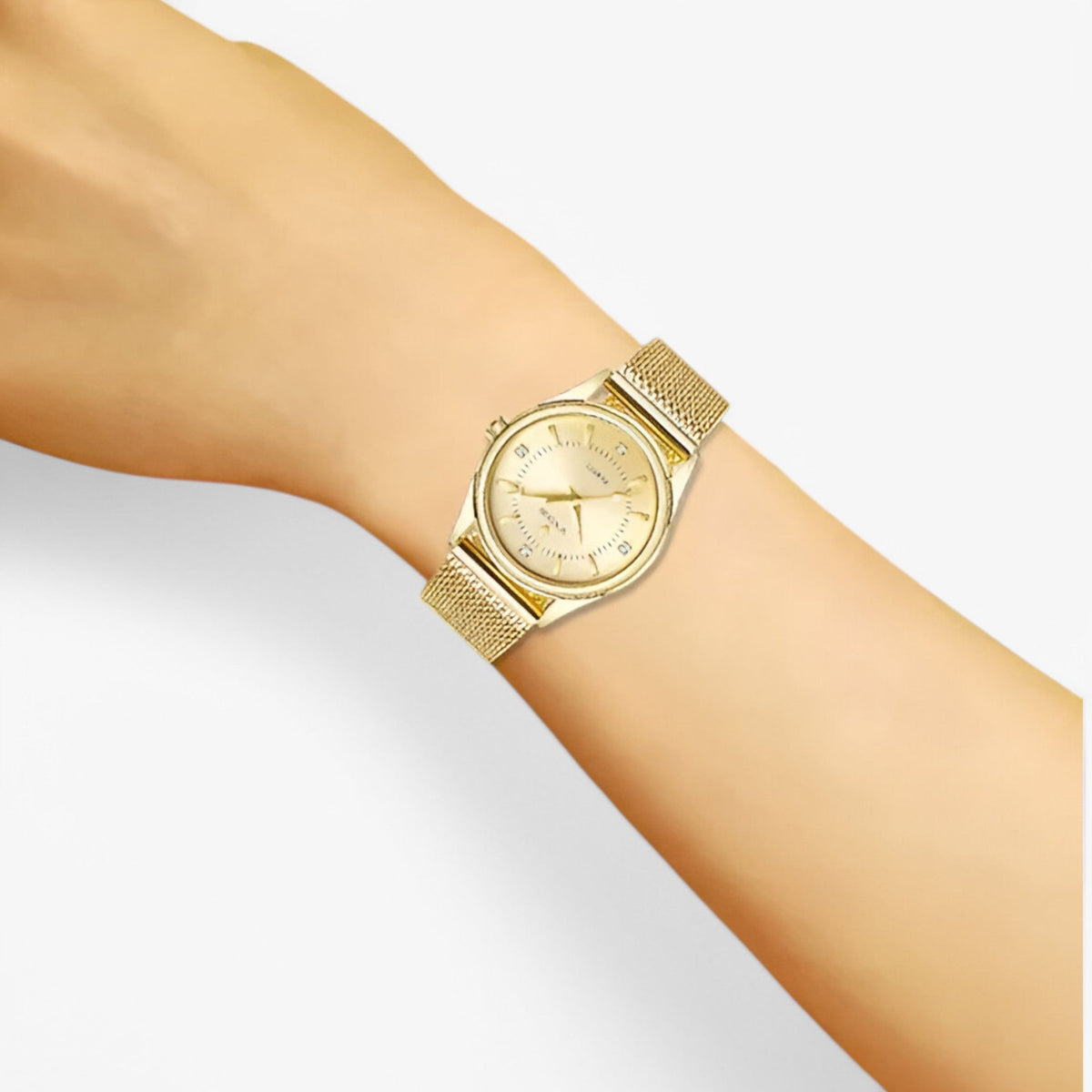 Dameshorloge Luxe Goudkleurig van Roestvrij Staal met Diamanten, Elegant en Verfijnd